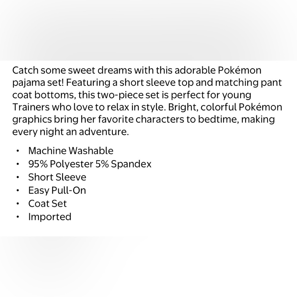 Pokémon Pikachu Girls Pajama Set L 10/12 Blue 2 Piece Sleepwear NWT - Picture 4 of 12